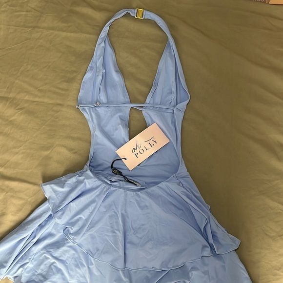 Oh Polly Halterneck Cut-Out Mini Dress Periwinkle Blue - Picture 8 of 11